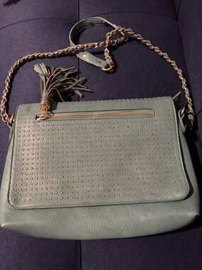 Urban Expressions Teal Crossbody with Gold Studs & Tassel